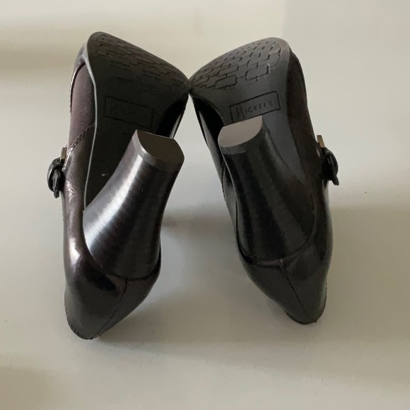 NICKEL'S Dark Metallic Brown High Heel Ankle Boot Size 7M Rachelle - Picture 7 of 9